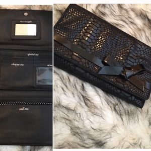 WHBM Black Faux Snake Clutch/ Wristlet